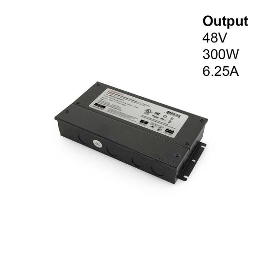 5 in 1 LED driver, 48V output, 300W power, compact design with multiple connection options.