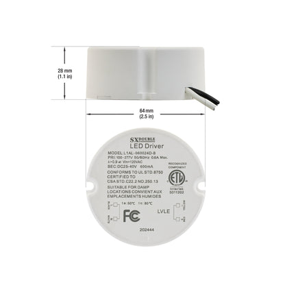 Constant Current Dimmable LED Driver 600mA 25-40V 25W
