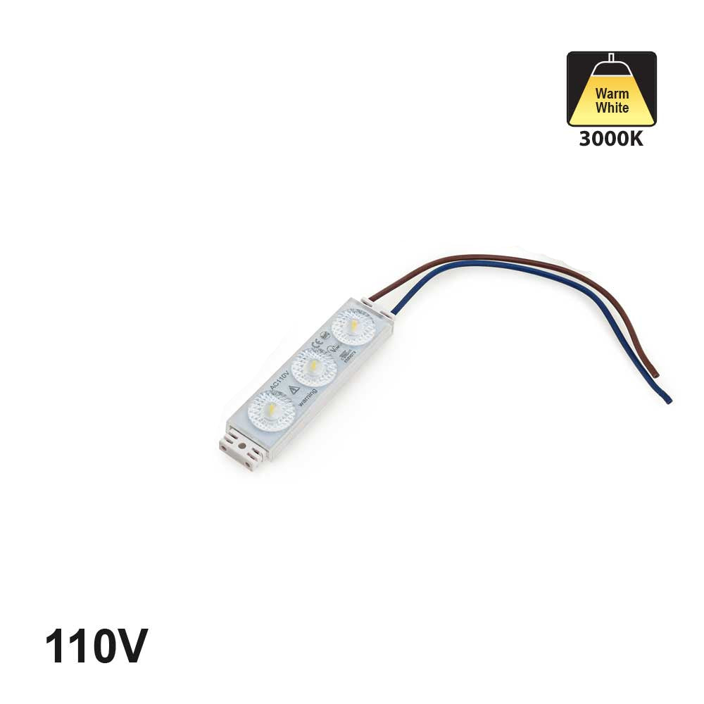 Outdoor Singel LED Module, 110V 1.5W/pcs with 3 LEDs, Warm White 3000K lighting solution.
