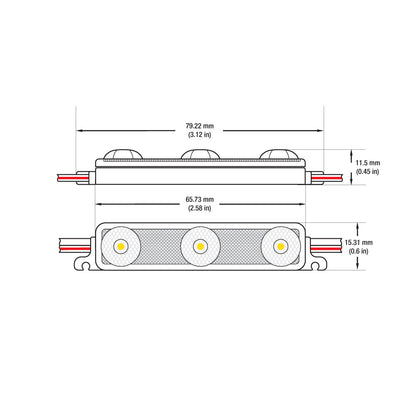 LED Backlighting for sign, 110V 1.5W/pcs 3 LEDs, 3000K (Pack of 50)