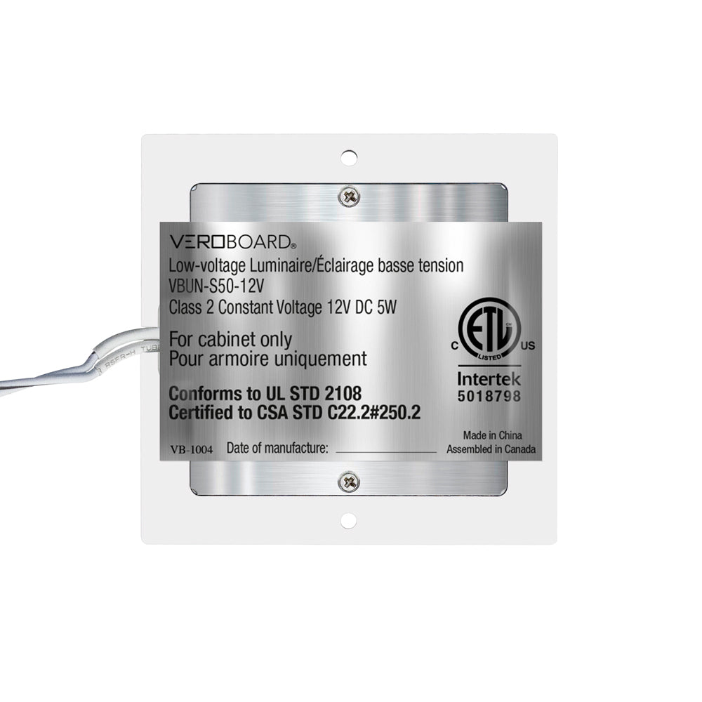 White Square Ultrathin Cabinet Light, 12V 5W CCT(2.4K, 2.7K, 3K, 3.5K, 4K, 5K) VBUN-S50-12V-White