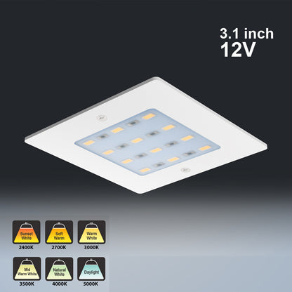 White Square Ultrathin Cabinet Light, 12V 5W CCT(2.4K, 2.7K, 3K, 3.5K, 4K, 5K) VBUN-S50-12V-White