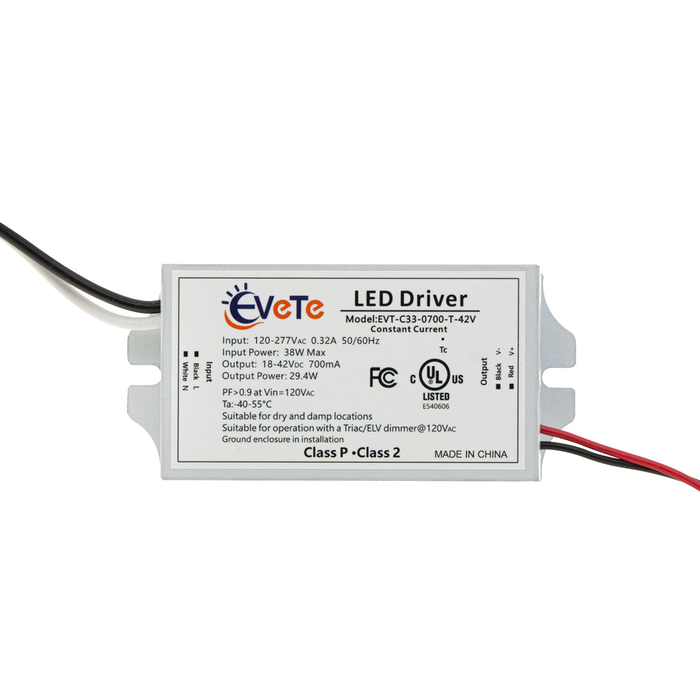 EVT-C33-0700-T-42V Constant Current Triac Dimming LED Driver, 700mA 18-42V 29.4W