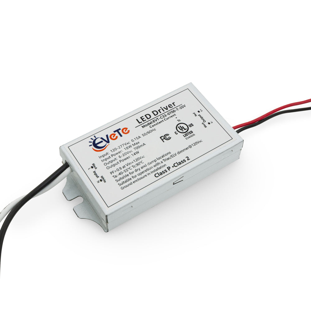 EVT-C33-0700-T-20V Constant Current Triac Dimming LED Driver, 700mA 6-20V 14W