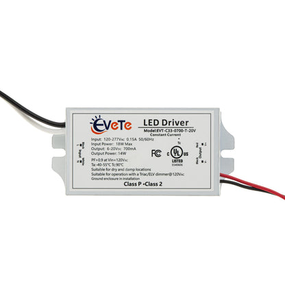 EVT-C33-0700-T-20V Constant Current Triac Dimming LED Driver, 700mA 6-20V 14W