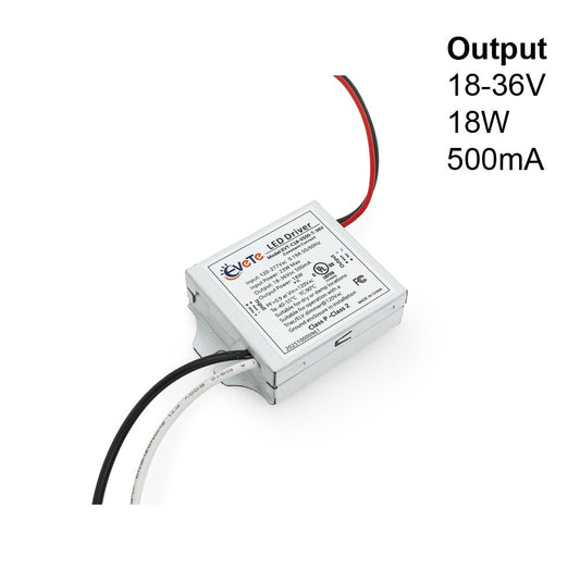 EVT-C18-0500-T-36V Constant Current Triac Dimming LED Driver 500mA 18-36V 18W for stable lighting performance.