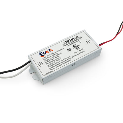 EVT-C50-1300-T-38V constant current LED driver 1300mA with input voltage specifications and wiring connections.