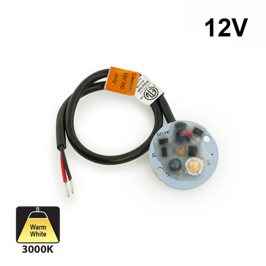 12V Round PCB Dimmable Constant Voltage LED Module with Warm White 3000K and thermal grease for improved cooling.