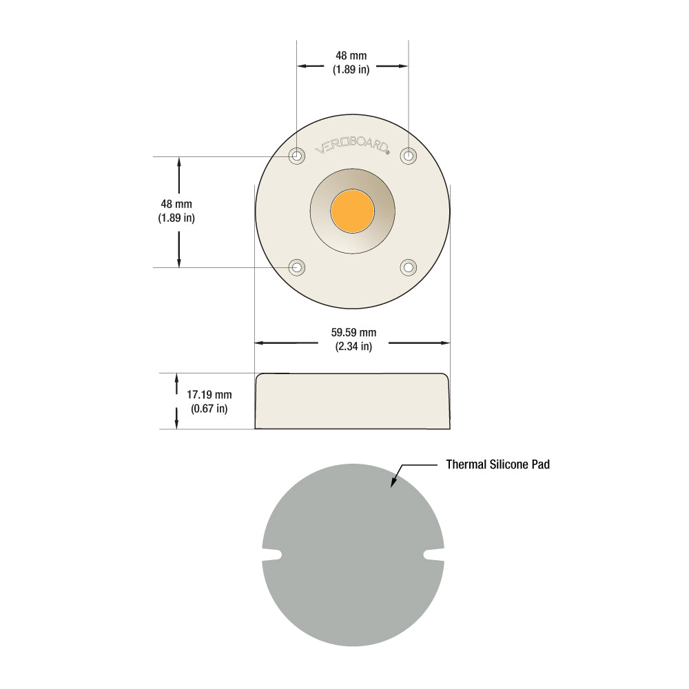 COB Paragon LED Module with HT5828 LED Holder, 120V 10W CCT(2.7K, 3K, 4K), CDAC-80-5028-120-27