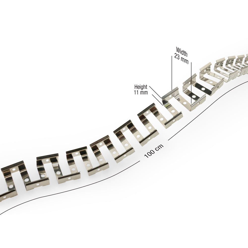 Neon LED Channel Flexible Clips VBD-CLN2014-FC with measurements, flexible LED channel clips for lighting installation.