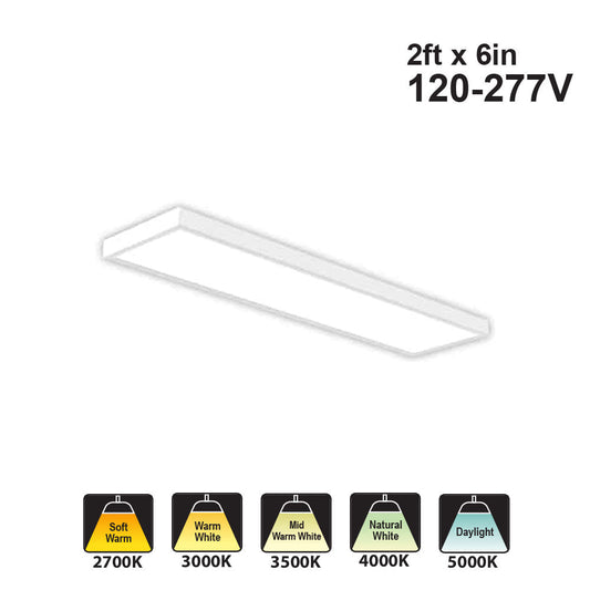 Votatec 6″ Linear Flush Mount 5Way CCT PS1560-AL05-22W277-5CCT 120V  22W CCT(2.7K, 3K, 3.5K, 4K, 5K)