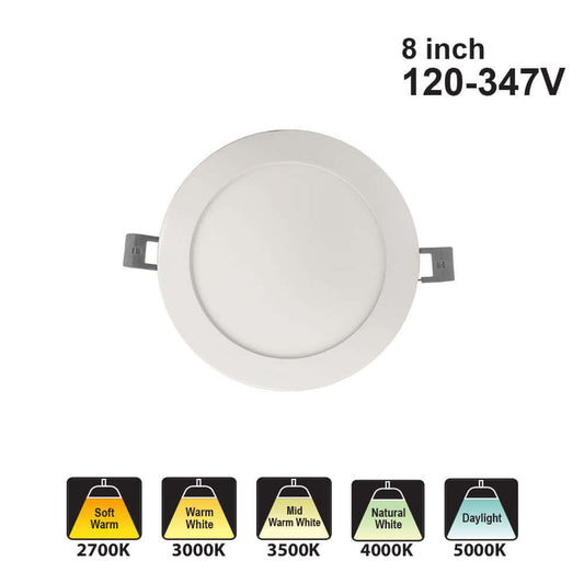 Votatec 8″ Slim Round Panel LED – 5Way CCT Adjustable VO-RP8W18-347-D-5WAY AC120-347V 18W CCT(2.7K, 3K, 3.5K, 4K, 5K)