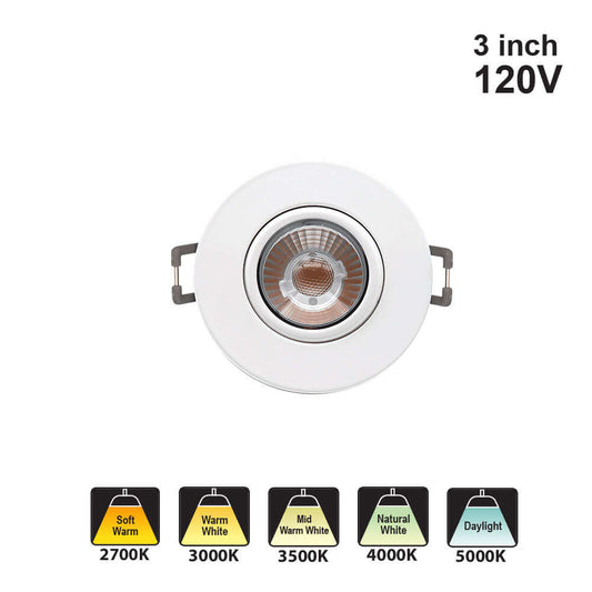 Votatec 3″ Eyeball – 5CCT Adjustable VO-GRP3W8-120-D-5WAY 120V 8W CCT(2.7K, 3K, 3.5K 4K, 5K)