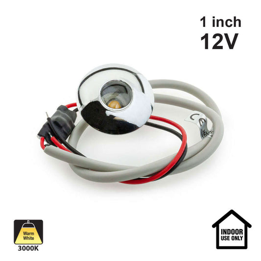 C1006 1 inch Small Round LED Recessed Lights 12V 1W 3000K(Warm White)