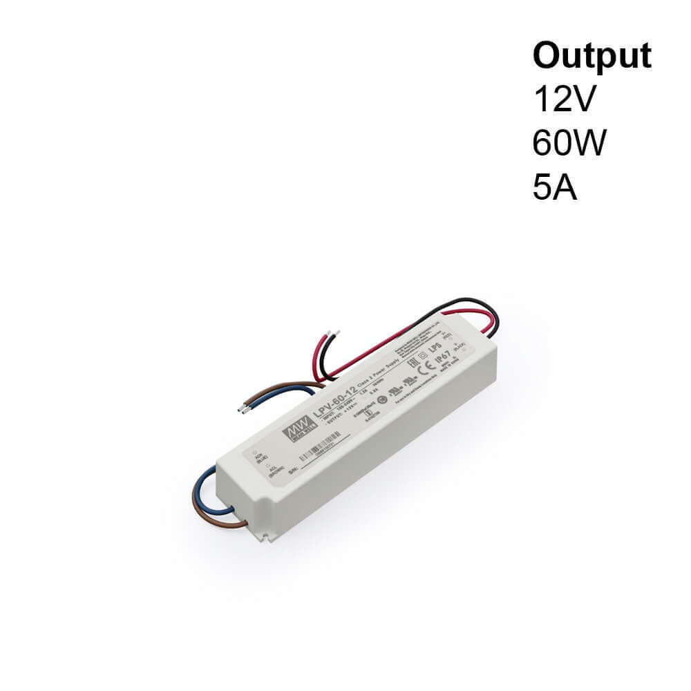 Mean Well LPV-60-12 LED Driver 12V 5A 60W Waterproof