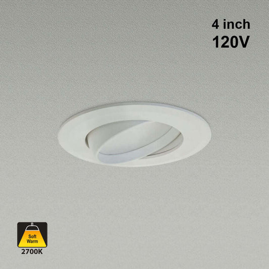 4 inch Retrofit Gimbal Dimmable Downlight LT-US-D413WC279E-11, 120V 13W 2700K(Soft White) - GekPower