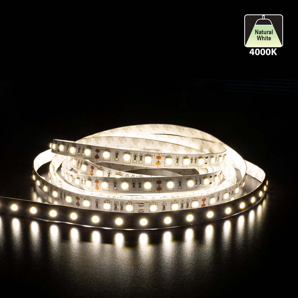 5M(16.4ft) Indoor LED Strip 5050, 12V 4.5(w/ft) 360-396(Lm/ft) 60(LEDs/m) CCT(1.5K, 2.7K, 4K, 5K) - GekPower
