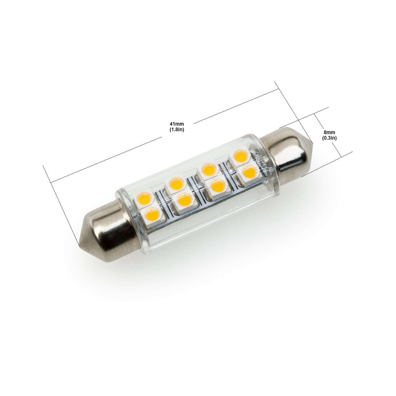 Festoon LED Bulb 8SMD 12V Warm White Light 0.5W