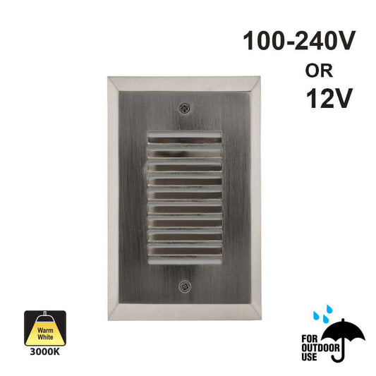 666561413125 - Vertical RT05HV LED Step Light - Brushed Nickel