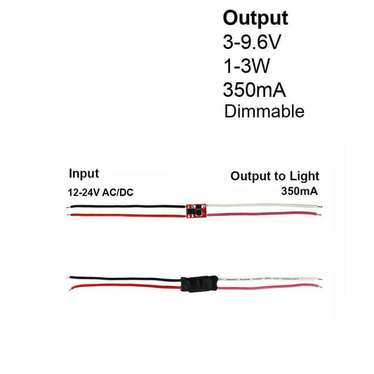 Constant Current LED Driver 1-3W 350mA 3-9.6V Dimmable 12-24V AC/DC