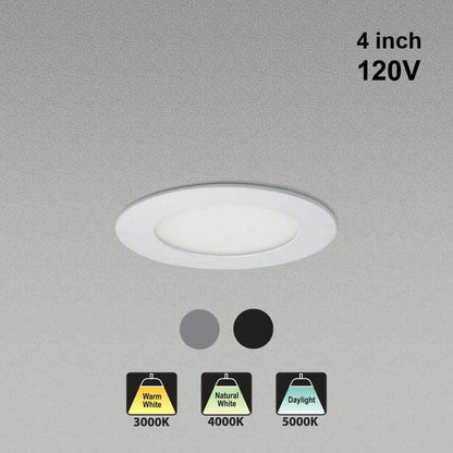 4 inch Flat Dimmable Recessed LED Panel Light / Downlight / Ceiling Light Z4C-9 (3CCT), 120V 9W, gekpower