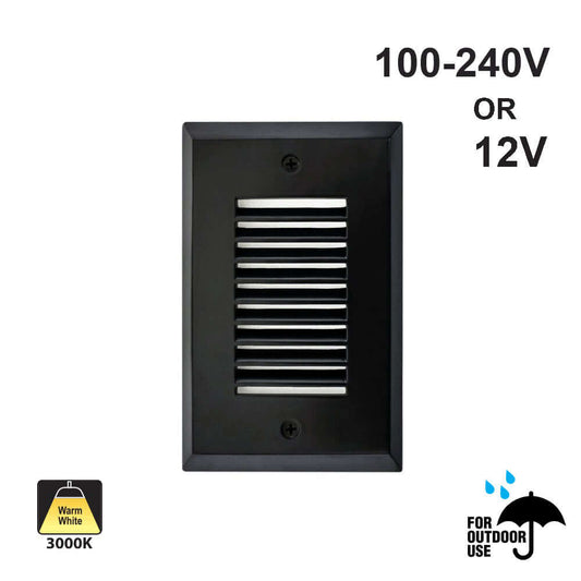 666561418298 - Vertical RT05HV LED Step Light - Warm White - Black