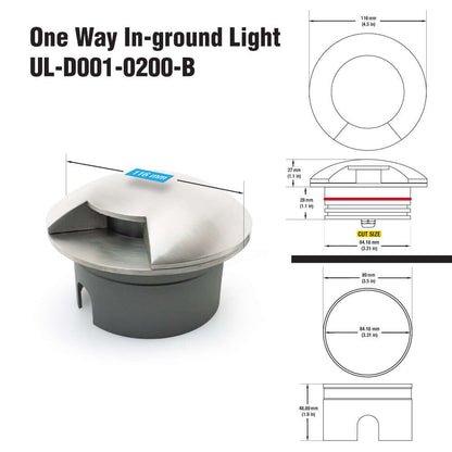 666561424053 - One Way Inground Light 24V 2W Warm White IP67