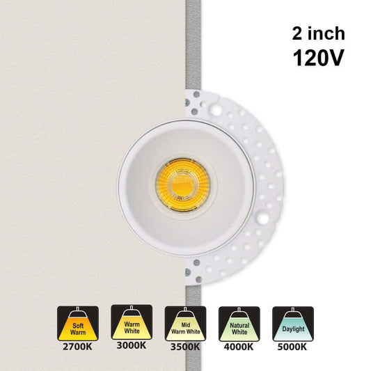 666561425685 - 2" Round Dimmable Trimless LED Downlight - 8W
