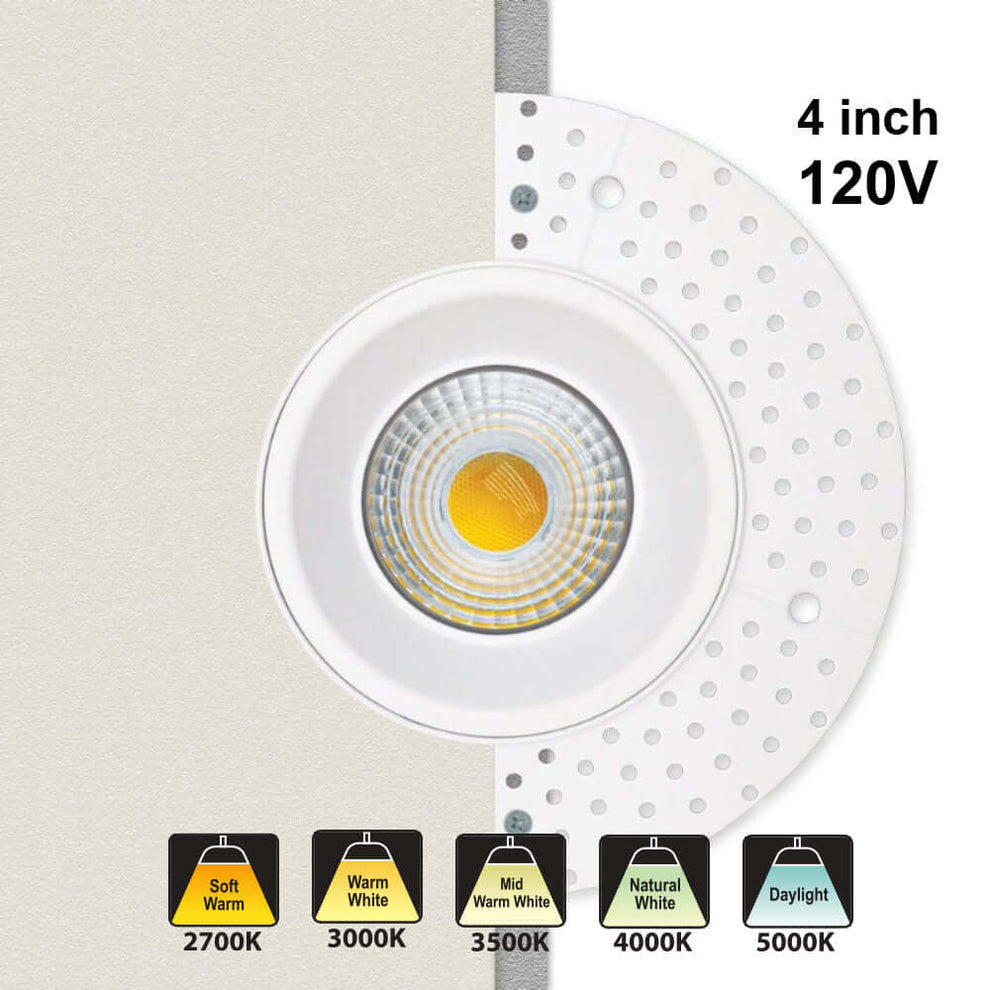 4 inch Round Dimmable Trimless LED Downlight 120V 15W – GekPower