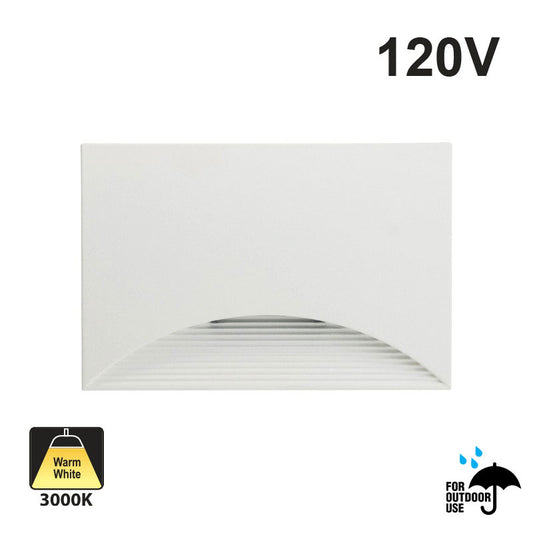 ST0130KWH Outdoor Dimmable LED Step Light/ Pathway Light Horizontal White, 120V 5W 3000K(Warm White)