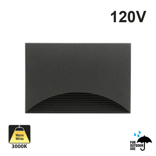 ST0130KBK Outdoor Dimmable LED Step Light/ Pathway Light Horizontal Black, 120V 5W 3000K(Warm White)