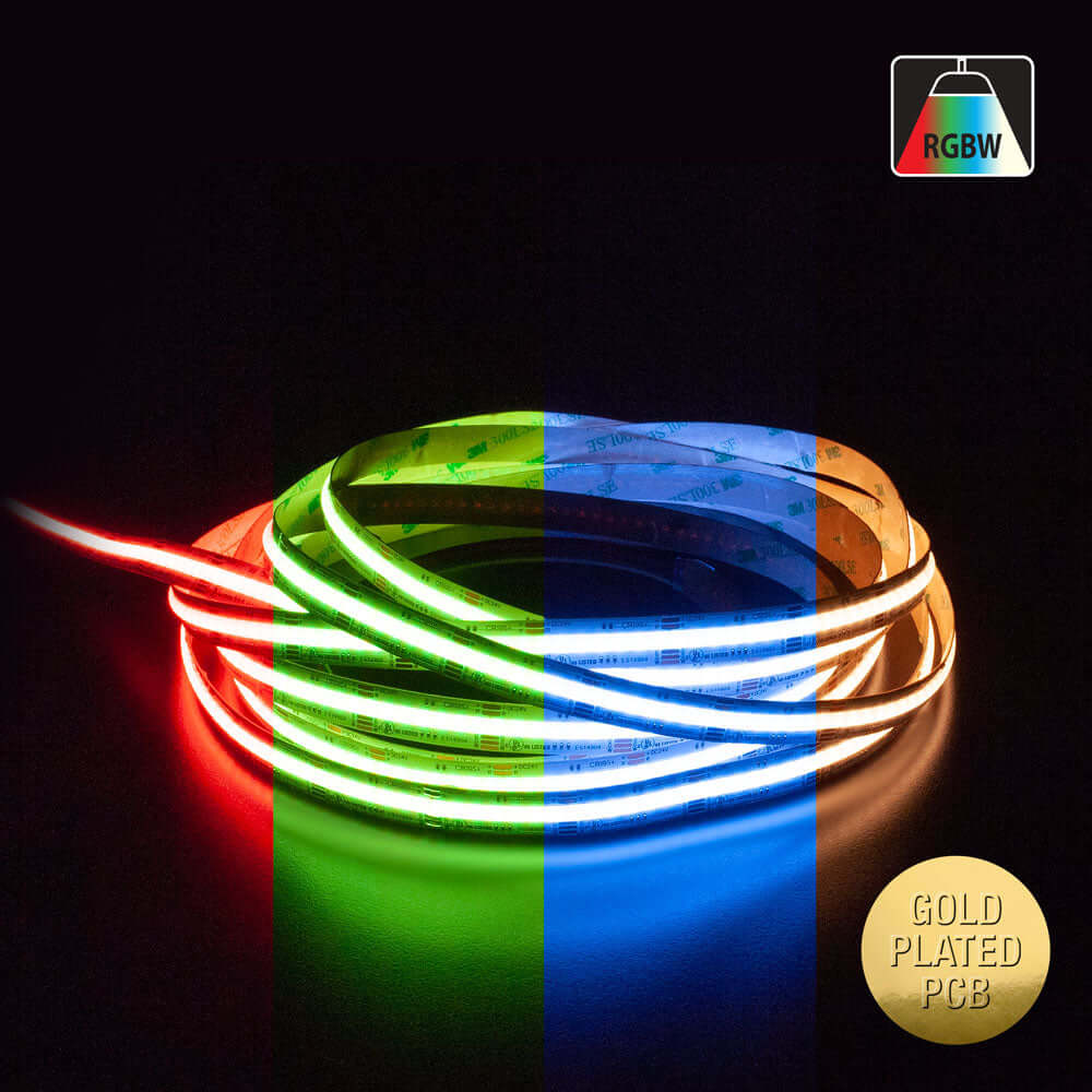 5M Indoor LED Strip Light COB | RGBW Gold PCB
