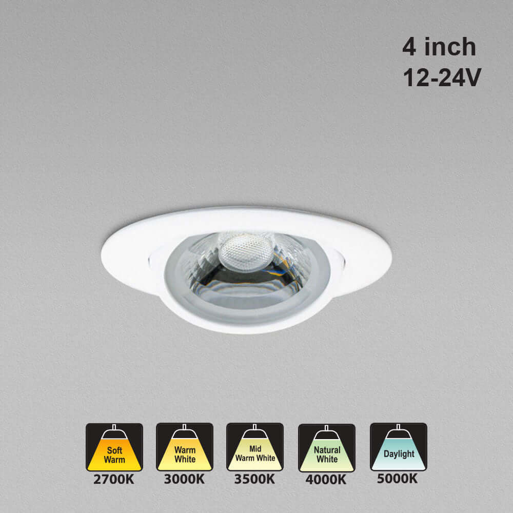 666561430375 - 4" Round Recessed Gimbal Downlight - 12W 5CCT