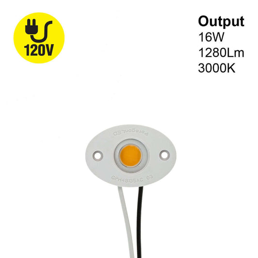 CBAC-084-30135-120-3000-G12 COB Paragon LED Module with GPH48135AC LED Holder, 120V 16W 3000K (Warm White), gekpower