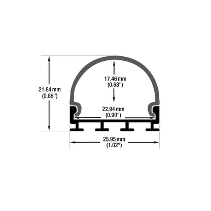 Diffuser Linear Aluminum LED Channel for LED Strips 2Meters(6.5ft) VBD-CH-R2B-2