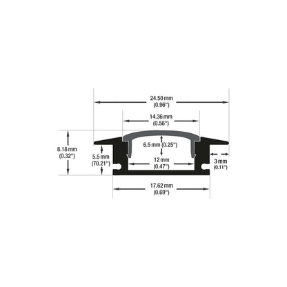 Low Profile Recessed Linear Aluminum LED Channel for LED Strips 2Meters(6.5ft) VBD-CH-RS5B-2