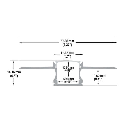 Deep Recessed LED Channel for Strips - 2M Aluminum