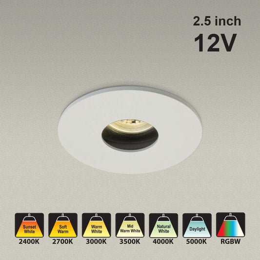 VBD-MTR-80W Low Voltage IC Rated Recessed LED Light Fixture, 2.5 inch Round White - gekpower