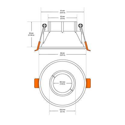 VBD-MTR-85W Low Voltage IC Rated Recessed LED Light Fixture, 3.5 inch Round White - gekpower