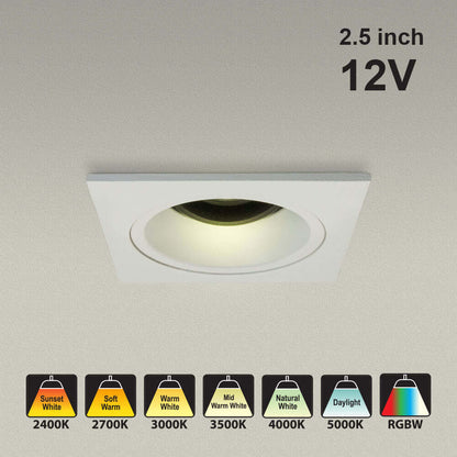 VBD-MTR-87W Low Voltage IC Rated Recessed LED Light Fixture, 2.5 inch Square White - gekpower
