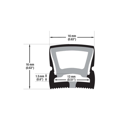 Black Silicone Flexible LED Neon channel VBD-N1616-SF-B, per foot(30.5cm) SURFACE Mount