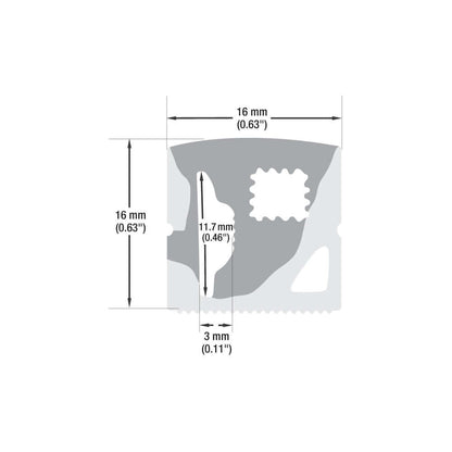 White Silicone Flexible LED Neon channel VBD-N1616-SD-W, per foot(30.5cm) SIDE Mount