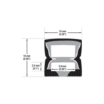 Black Silicone Flexible LED Neon channel VBD-N1010-SF-B, per foot(30.5cm) SURFACE Mount