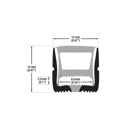 Black Silicone Flexible LED Neon channel VBD-N1212-SF-B, per foot(30.5cm) SURFACE Mount