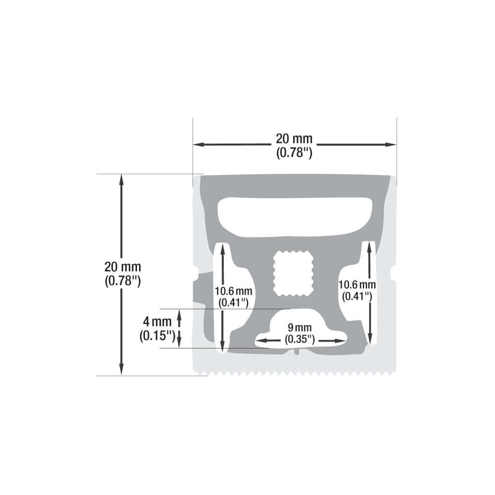 White Silicone Flexible LED Neon channel VBD-N2020-SFD-W, per foot(30.5cm) SIDE & SURFACE Mount