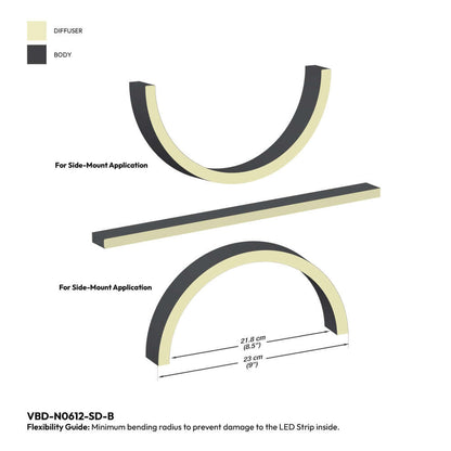 Black Silicone Flexible LED Neon channel VBD-N0612-SD-B, per foot(30.5cm) SIDE Mount