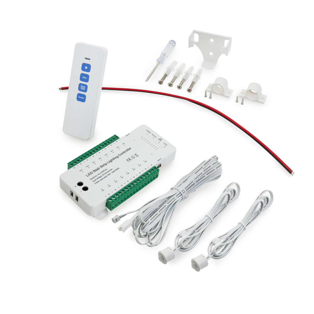 RL-STEP-02, 16 Steps LED Stair Strip Lighting Controller with Dual PIR Motion Sensor, gekpower
