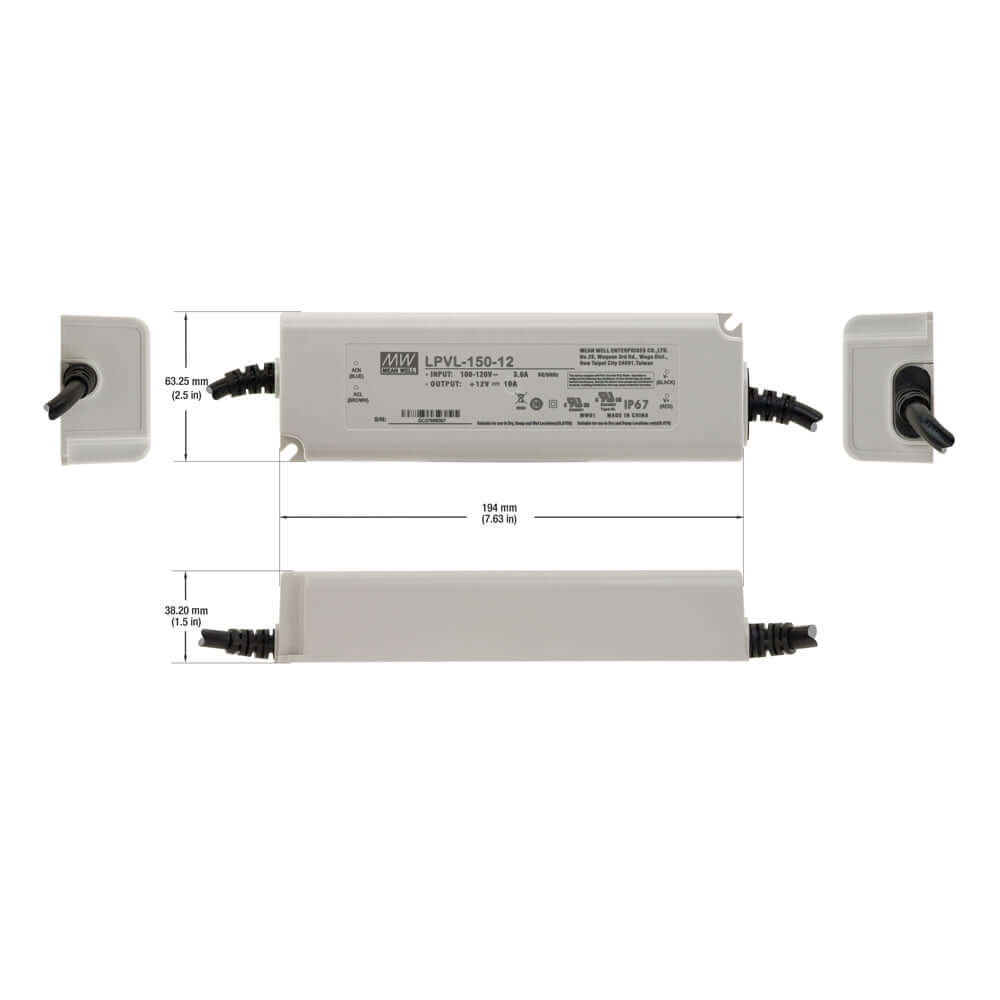 666561434236 - Mean Well LPVL-150-12 Non-Dimmable LED Driver 150W