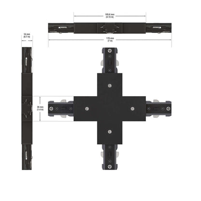 Track Cross Joiner Black H-Type VBD-0337-CJB