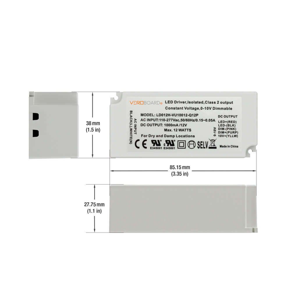 12V 12W Dimmable LED Driver - LD012H-VU10012-Q12P
